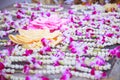 Baai Sri Trays and Flower Garlands offering in Thai Buddhism Brahman ceremony to console peopleÃ¢â¬â¢s life spirit to return to body Royalty Free Stock Photo